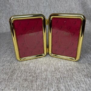 Fetco International Solid Brass Double Folding Photo Frame 3.5x5 Gold Polished